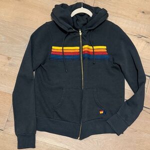 Aviator Nation 5-Stripe Charcoal Zip-Up Hoodie